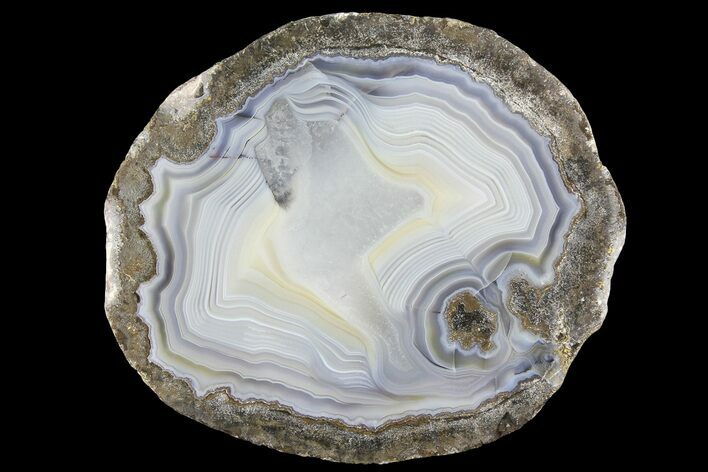 4.7" Las Choyas "Coconut" Geode Half with Banded Agate - Mexico